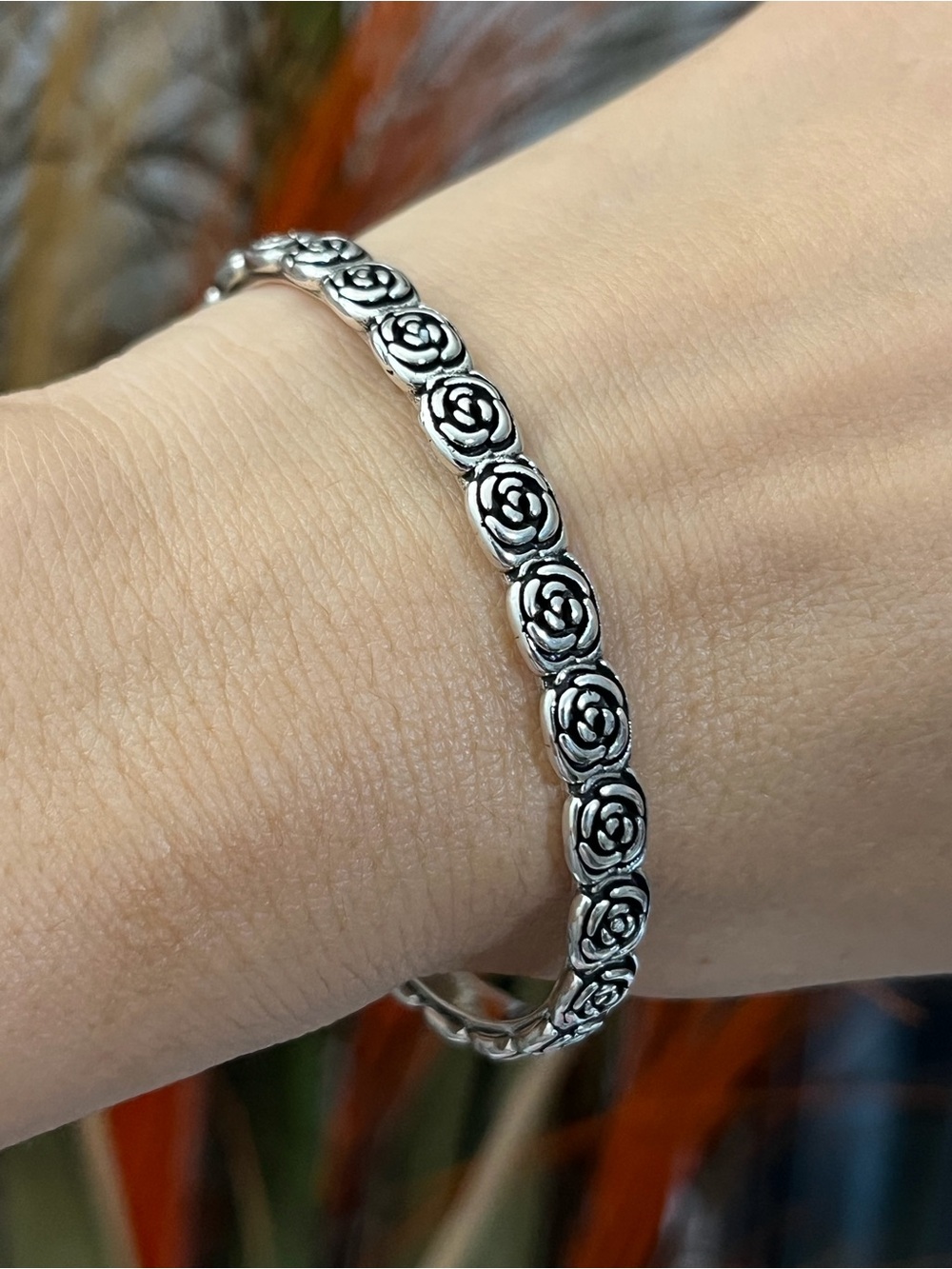 S925 Silver flowers bangle cuff Bracelet for women girls top seller